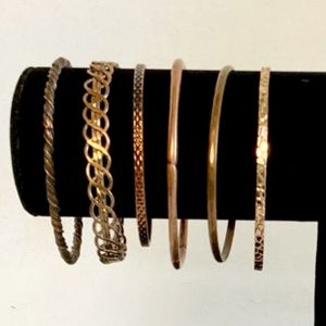 Charming *Set of 6 Copper Bangles Bracelets